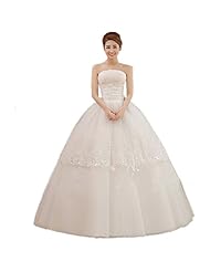 Strapless Floor Length Satin/Tulle Sequined Lace-Up  Off the Shoulder  Ball Gown Wedding Dress 