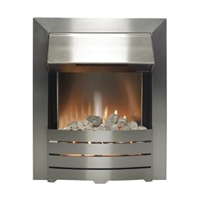 The Adam Helios Brushed Steel Electric Fire with Pebble Bed Glow Effect