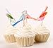 24 Pretty Birdies Cupcake Toppers Bird Picks - Red Fox Tail