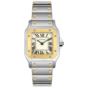 Cartier Ladies W20012C4 Santos 18K Gold and Stainless Steel Watch
