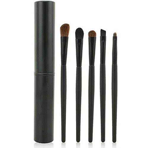 5 pcs Eye Makeup Tools Professional Eyeshadow Brush Makeup Kit with Case - Luxury Eye Makeup Set - Designer Cosmetic Brush Kit - Professional Quality - Synthetic & Goat Hair - Stylish Ergonomic Handles - Tested & Proven - At Home or Travel