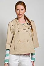 3/4-Sleeve Cotton Gab Trench Coat