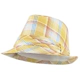 Multi Color Plaid Fedora Hat - Yellow W19S67B