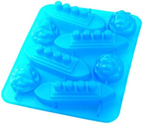 Novelty TPR Household Party Gin &amp; Titanic Ship Shaped Freeze Ice Mold Tray-blue