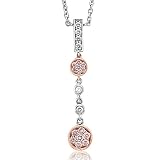 18k Two Tone Gold White and Pink Diamond Pendant Necklace (GH, SI, 0.75 carat)
