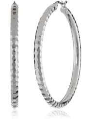 Sterling Silver Diamond Cut Click-Top Hoop Earrings