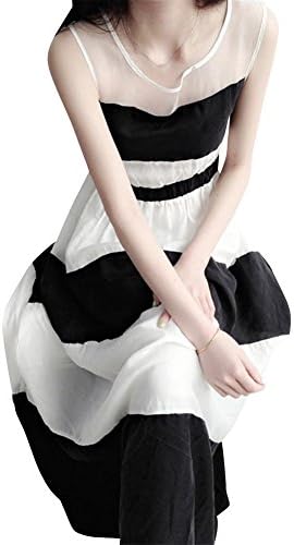 YXGLTR Women's Elegant Stripes Bohemia Style Long Chiffon Dress