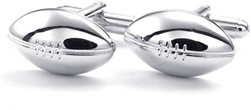 [PW] 2pcs Rhodium Plated Men's Football Rugby Shirts Cufflinks Wedding Silver 1 Pair