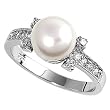Sterling Silver w/ CZ Ring - 3mm Band Width - 8mm Face Height - Size: 5-9 - Mother of Pearl / Clear CZ Sterling Silver w/ CZ Ring - 3mm Band Width - 8mm Face Height - Size: 5-9 - Mother of Pearl / Clear CZ