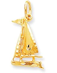 10K Yellow Gold Sailboat Charm Jewelry FindingKing