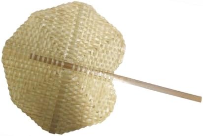7" Hand Fans Bamboo Weaving Wood & Natural