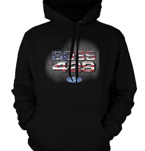 BOSS 429 Ford Mustang Mens Sweatshirt, Officially Licensed Ford Mustang Boss 429 Flag Mens Hooded Pullover Sweater, Medium, Royal
