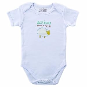 Luvable Friends Zodiac Bodysuit Aries, White, 6-9 Months