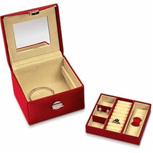 Large Red Satin Jeweled Jewelry Case