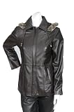 Ladies Mid Length Leather Jacket Paris Brown Womens Detachable Hoodie Leather Jacket