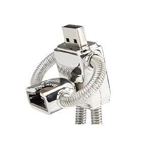 8GB ROBOT Stainless Steel High Speed USB 2.0 High Speed Flash Pen Drive Disk Memory Stick Support Windows and Mac OS Shock Proof Metallic Body with Key Ring and Belt Loop Great Gift (01-023)