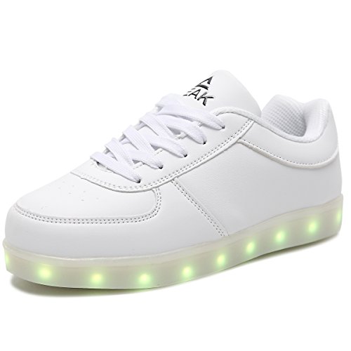 PEAK Multi-Color LED Light Up Shoes with USB Charging for Little Kid/Big Kid(White),5.5 M US Big Kid