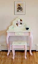 Hot Sale Teamson Kids Girls Oval Vanity Table and Stool Set - Bouquet Room Collection