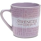 Lighthouse Christian Products Promises of Strength with 10 Scripture Cards Ceramic Mug, 14 oz