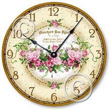 Item C1100 Vintage Victorian Style 10.5 Inch Pink Roses Clock