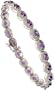10k White Gold Oval Link 7 in. Ladies' Eternity Bracelet, w/ 5.00 Total Carat Weight Brilliant Cut Diamonds & 4x3mm Oval Cut Amethyst Stones, 1/4 in. (6mm) wide