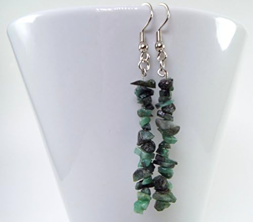 Emerald Chip Bar Earrings
