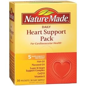 Nature Made Heart Health/Heart Support Pack w/Fish Oil, Flaxseed Oil, CoQ10 6...