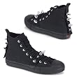 DEVIANT-104 MENS Canvas High Top Shoes Rocker Studded Sneaker Black