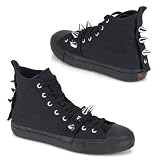 DEVIANT-104 MENS Canvas High Top Shoes Rocker Studded Sneaker Black