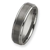 Chisel Ridged Edge Brushed and Polished Tungsten Ring (7.0 mm) - Sizes 7-13