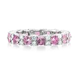 Natural Pink Sapphire Diamond Eternity Band Ring in 18k White Gold Band (G, SI1-SI2, 2.65 cttw), Certificate of Authenticity