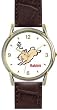 Rabbit - Chinese Symbol - WATCHBUDDY&reg; DELUXE TWO TONE WATCH - Brown Strap - Large Size (Men's or Jumbo Women's Size)