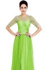 A-line Beaded Elbow Length Sleeves Chiffon Cocktail Homecoming Dress/Prom Dress/Party Dress 