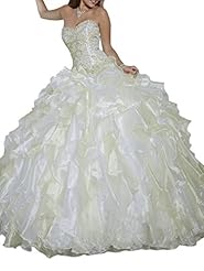 Strapless  Beaded Lace   Ball Gown Prom Dress/Quinceanera Dress  With Ruffles