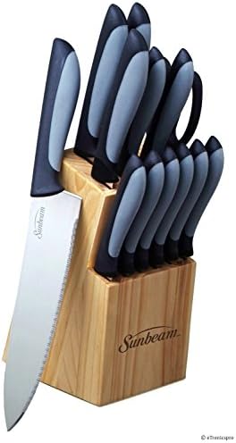Durant Sunbeam Cutlery Kitchen Knife Knives Set Stainless Steel Pine Wood Block