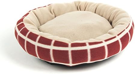 MULTIGOOD Pet Bed Round Plush Dog Bed, Red, Small