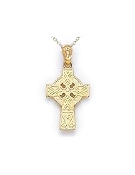 14kt Yellow Gold Small Celtic Cross Pendant - Chain Included