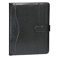 Slide-close Pocket Black Leather Padfolio By Bags for Less