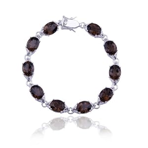 SS Genuine Smoky Quartz 7.5 Bracelet by Aesthetic Jewels