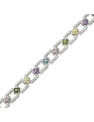 Sterling Silver Multicolor CZ Bracelet - 7 Inch