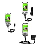 Deluxe Kit for the HTC Kaiser includes a USB cable with Car and Wall Charger - Gomadic Brand w/ TipExchange Technology
