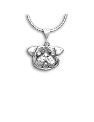 Sterling Silver Pug Head Small Pendant by The Magic Zoo