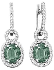 2.62Ct Oval Amethyst & Diamond Hoop Earrings 18k Gold