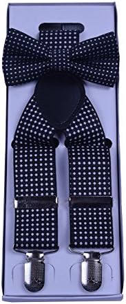 SUNNY OECAN Bow Tie and Suspenders Set Adjustable with Gift Box Dots