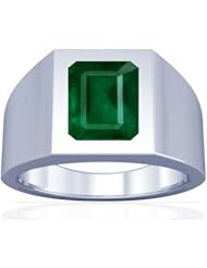 14K White Gold Emerald Cut Emerald Solitaire Ring