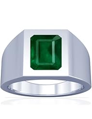 18K White Gold Emerald Cut Emerald Solitaire Ring