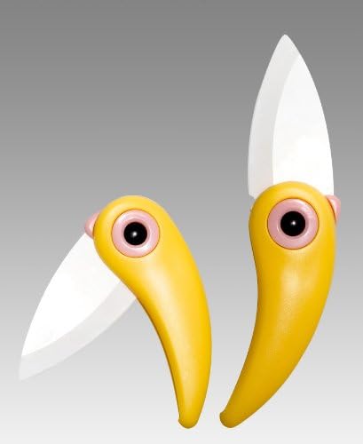 Olina High-quality Ceramic Portable Folding Pocket Knife (Bird Style) (orange yellow, portable size)