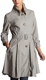 Women's Single Breasted Trench Coat,Grey Plaid,X-Small