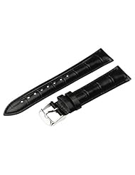 16mm Black Classic Croco Grain Leather Watch Band Strap (Quick Release Pins!) with Stainless Steel Buckle - Fits All Watches!!!