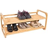 BirdRock Home 2-Tier Bamboo Shoe Rack | Environmentally Friendly | Fits 6-8 Shoes